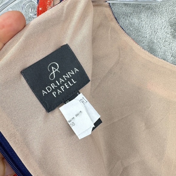 Adrianna Papell Dress 2 Floral Event Career Classic Stretch Lined Zip Blue Pink - Picture 11 of 15